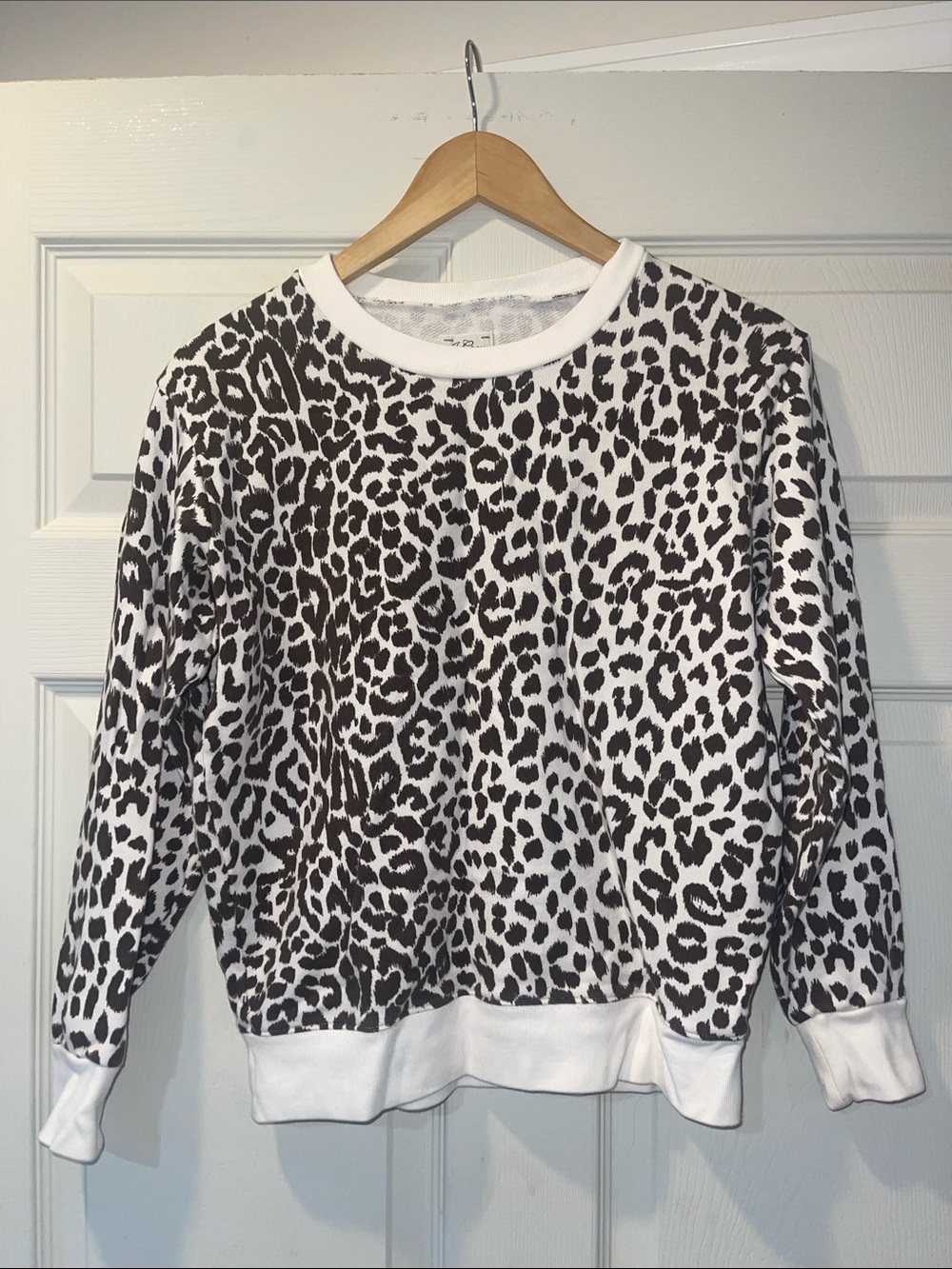 J. Crew Dark brown and White Leopard Print Crewneck Sweater XS